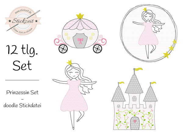 Prinzessin Set - doodle Stickdatei